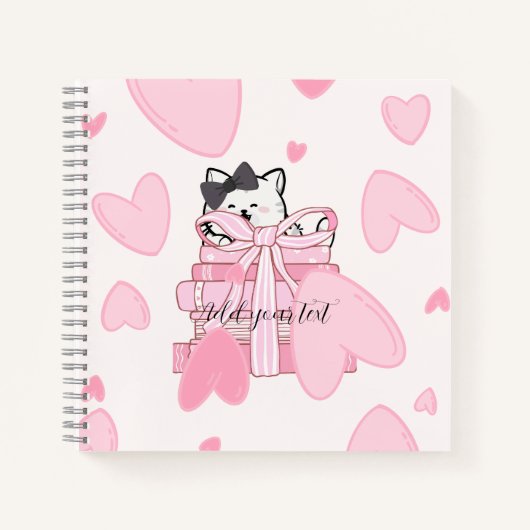Read • Love • Write – Cat & Book Notebook Notitieboek (Voorkant)