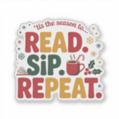 Read Sip Repeat Holiday Reading Sticker (Voorkant)