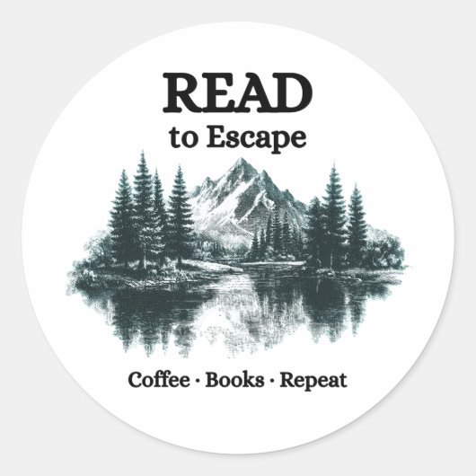 Read to Escape - Coffee, Books, Repeat Sticker (Voorkant)