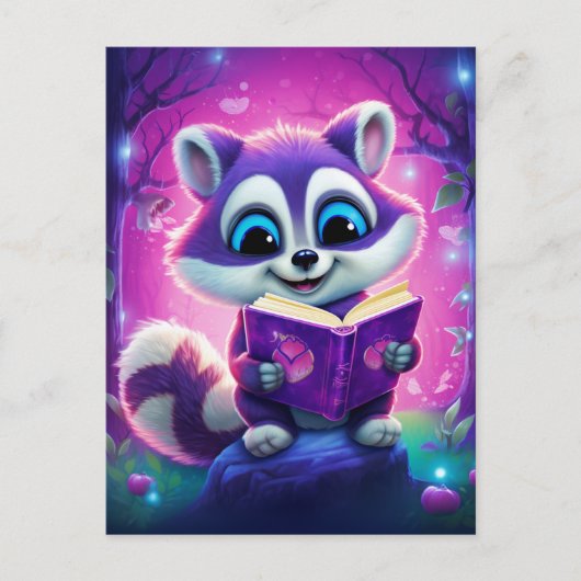 Reader Racoon Briefkaart (Voorkant)