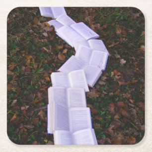 Reader voor het lezen van boekpaden vierkante kartonnen onderzetter