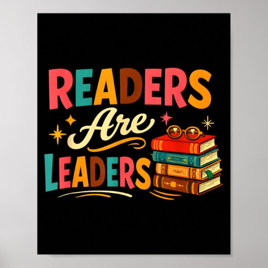 Readers are leaders fun bookworms book lovers poster (Voorkant)