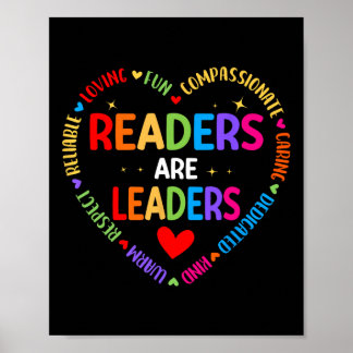 Readers Are Leaders Reading Teacher Women Kids Boo Poster