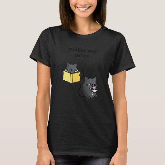 Reading and Coffee Because Murder is Wrong Black T T-shirt (Voorkant)