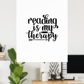 Reading Art Reading Is My Therapy Poster (Thuiskantoor)