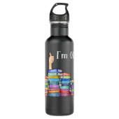 Reading Books Librarian Reader Nerd I'm Ok Teacher Waterfles (Voorkant)