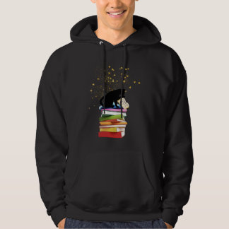 Reading Cat on Stack of Books Hoodie