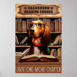 Reading Corner Book Dachshund Poster