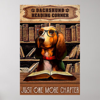 Reading Corner Book Dachshund Poster