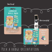 Reading Dog Horizontal Library Hall Pass Badge
