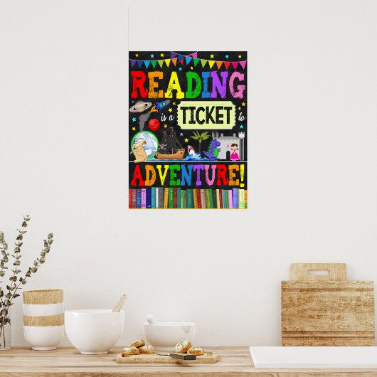 Reading is a Ticket to Adventure Classroom Poster (Cuisine)