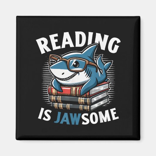 Reading Is Jawsome Shark Books Bookworm Reader  Magneet (Voorkant)