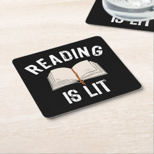 Reading Is Lit - Literatuur lezen boeken Vierkante Kartonnen Onderzetter