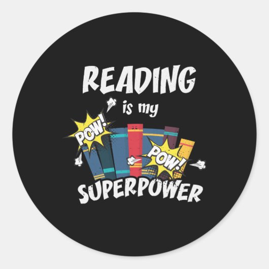 Reading Is My Superpower Book Bookworm Ronde Sticker (Voorkant)