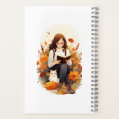 Reading journal Cute girl avec livre et chat Autom (Verso)