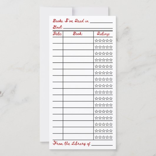 Reading List Tracker Flat Card (Voorkant)