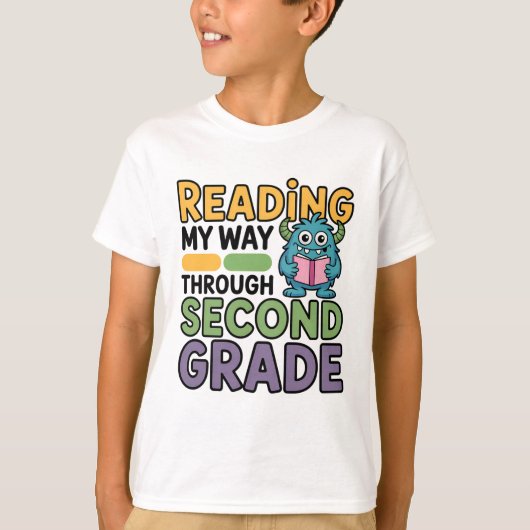 Reading My Way Through Second Grade Monster  T-shirt (Voorkant)