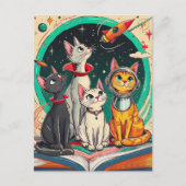 Reading Opens a Gateway to Cosmic Cat Adventures Briefkaart (Voorkant)