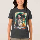 Reading Opens a Gateway to Cosmic Cat Adventures Tri-Blend Shirt (Voorkant)