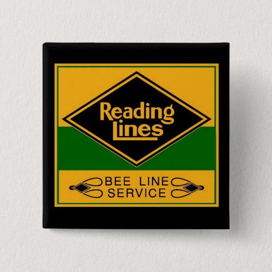 Reading Railroad, Bee Line Service Vierkante Button 5,1 Cm (Voorkant)