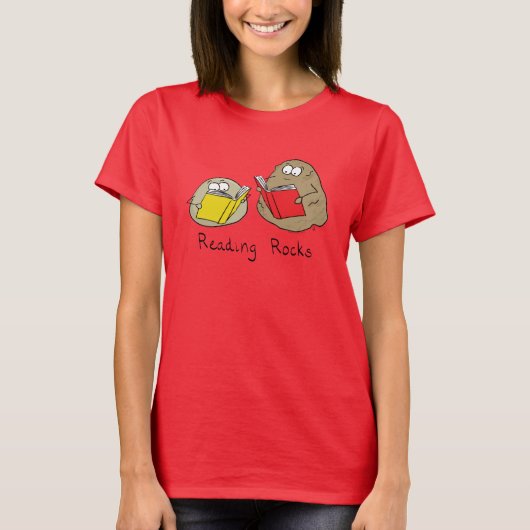 Reading Rocks Drôle Livre T-Shirt Femme (Devant)
