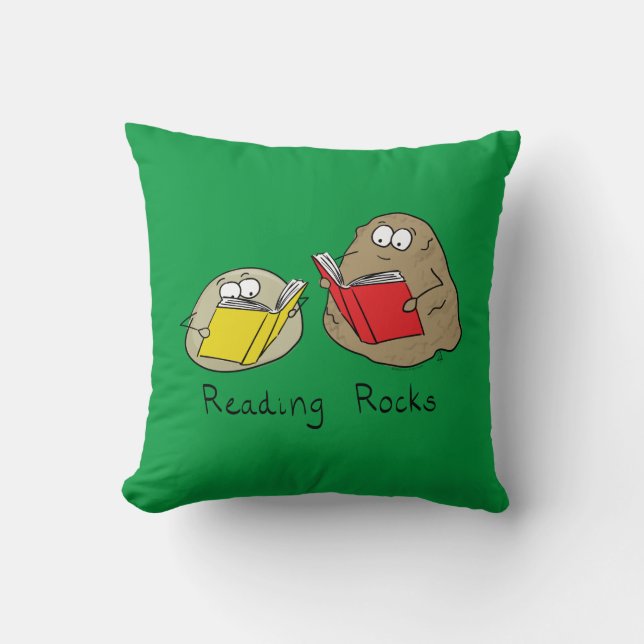 Reading Rocks Funny Book Pillow Kussen (Voorkant)