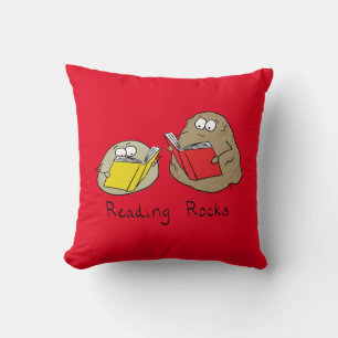 Reading Rocks Funny Book Pillow Kussen
