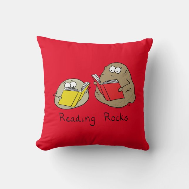 Reading Rocks Funny Book Pillow Kussen (Voorkant)