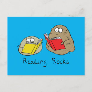 Reading Rocks Funny Book Postcard Briefkaart