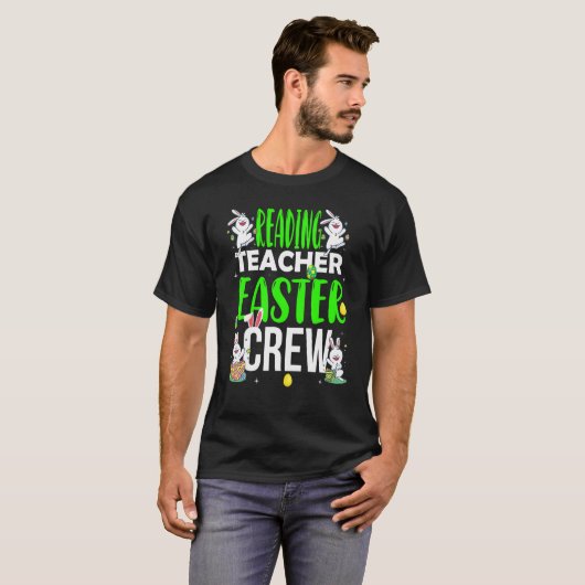 Reading Teacher Easter Crew  Matching Costume T-shirt (Voorkant volledig)