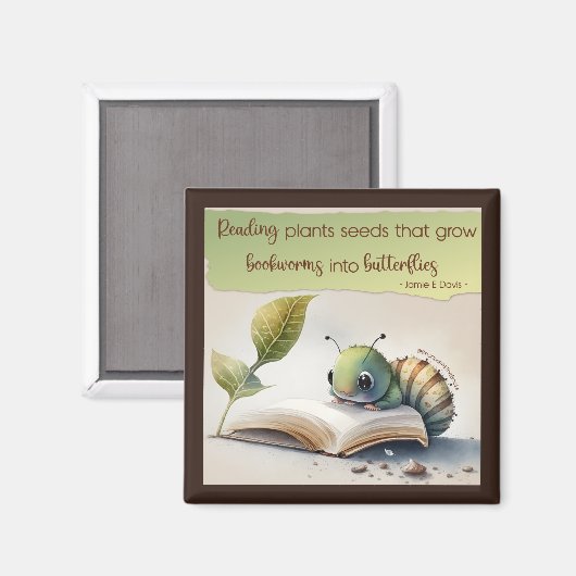 Reading Turns Bookworms to Butterflies Magneet (Voorkant / Achterkant)