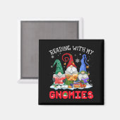 Reading With My Gnomies Christmas Funny Gnomes Rea Magneet (Voorkant / Achterkant)