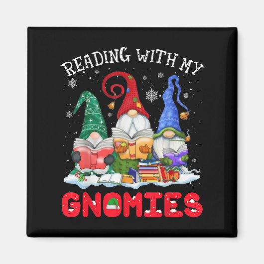 Reading With My Gnomies Christmas Funny Gnomes Rea Magneet (Voorkant)