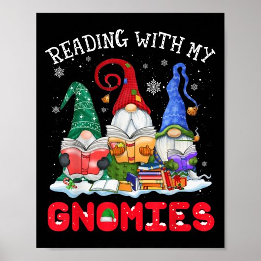 Reading With My Gnomies Christmas Funny Gnomes Rea Poster (Voorkant)