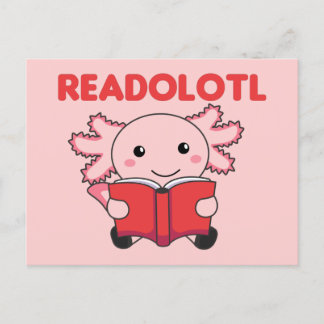 Readolotl een Axolotl die veel boeken postcar lees Briefkaart