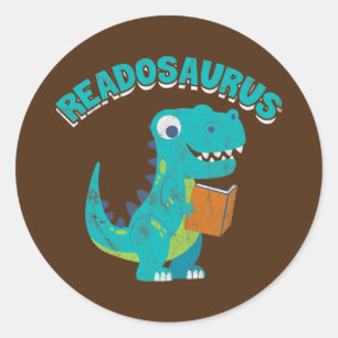 Readosaurus Book Saurus Dinosaur Bookworm lezen Ronde Sticker
