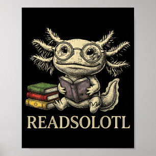 Readsolotl vintage axolotl boekenliefhebber grappi poster