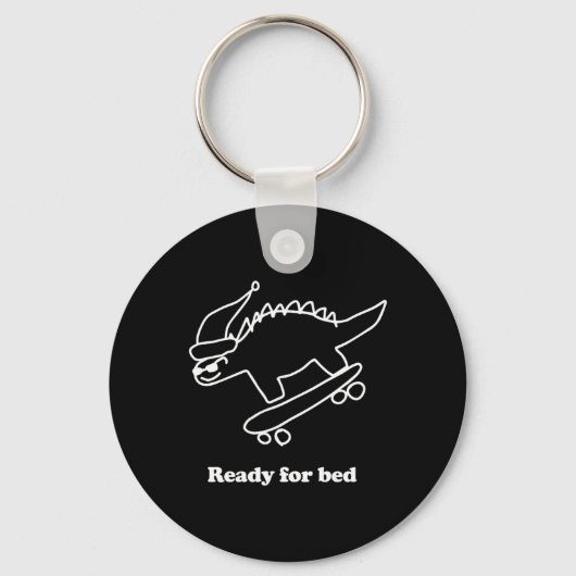 Ready For Bed Dinosaur Skateboarding  Sleutelhanger (Voorkant)