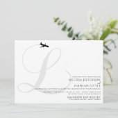 Ready for Take Off L Initial Wedding Invitation Kaart (Staand voorkant)