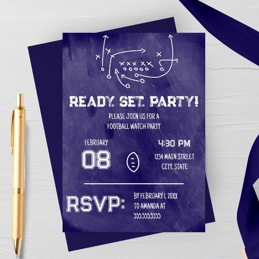 Ready Set Party Football Watch Party Invitation