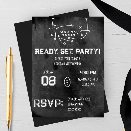 Ready Set Party Football Watch Party Invitation