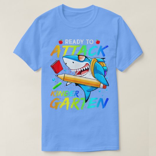 Ready To Attack Kindergarten Shark Back To School T-shirt (Design voorkant)