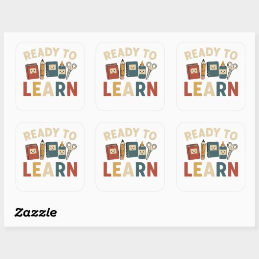 Ready to learn funny school memes vierkante sticker (Vel)