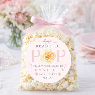 Ready to Pop Baby Shower Popcorn Bag  Ronde Sticker
