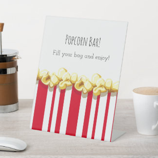 Ready to POP! Baby Shower Popcorn Bar Sign Reclamebord Met Voetstuk