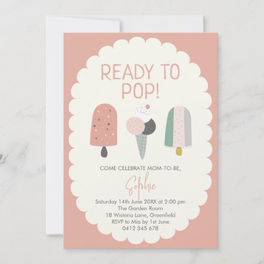 Ready to Pop Ice Cream Baby Shower Invitation (Devant)