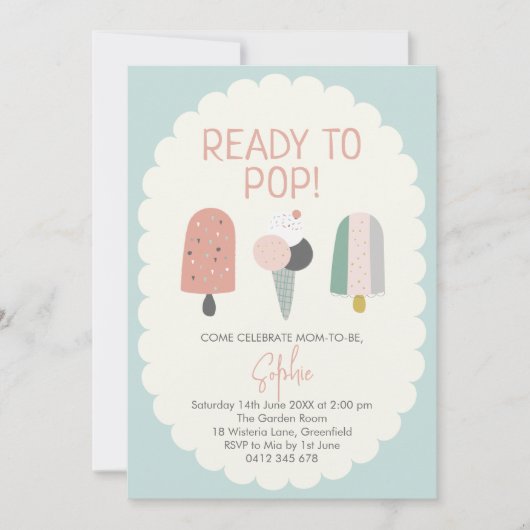 Ready to Pop Popsicle Baby Shower Invitation Mint (Devant)