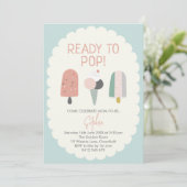 Ready to Pop Popsicle Baby Shower Invitation Mint (Debout devant)