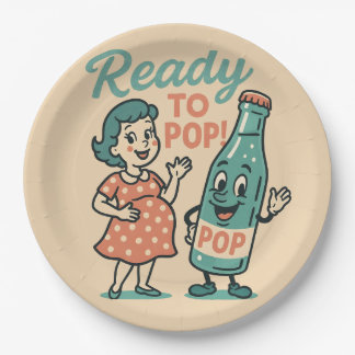Ready to Pop Retro 1950s Maternity Baby Shower  Papieren Bordje