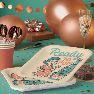 Ready to Pop Retro 1950s Maternity Baby Shower  Papieren Bordje